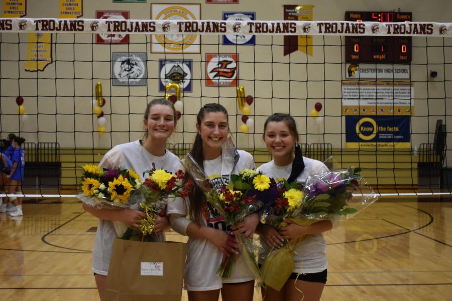 Seniors+Greta+Tilden+%28left%29%2C+Maggie+Vrahoretis+%28middle%29%2C+and+Maddie+Wagner+%28right%29+have+been+instrumental+in+the+turnaround+of+CHS+volleyball.