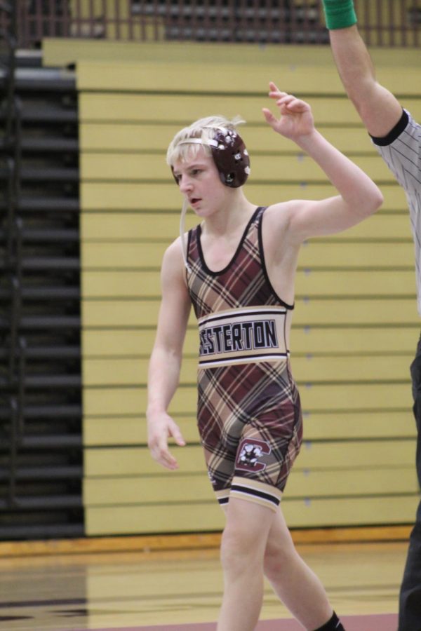 Chesterton freshman Hayden Demarco was one of the Trojans victorious wrestlers at the Saturday Sectional Meet
