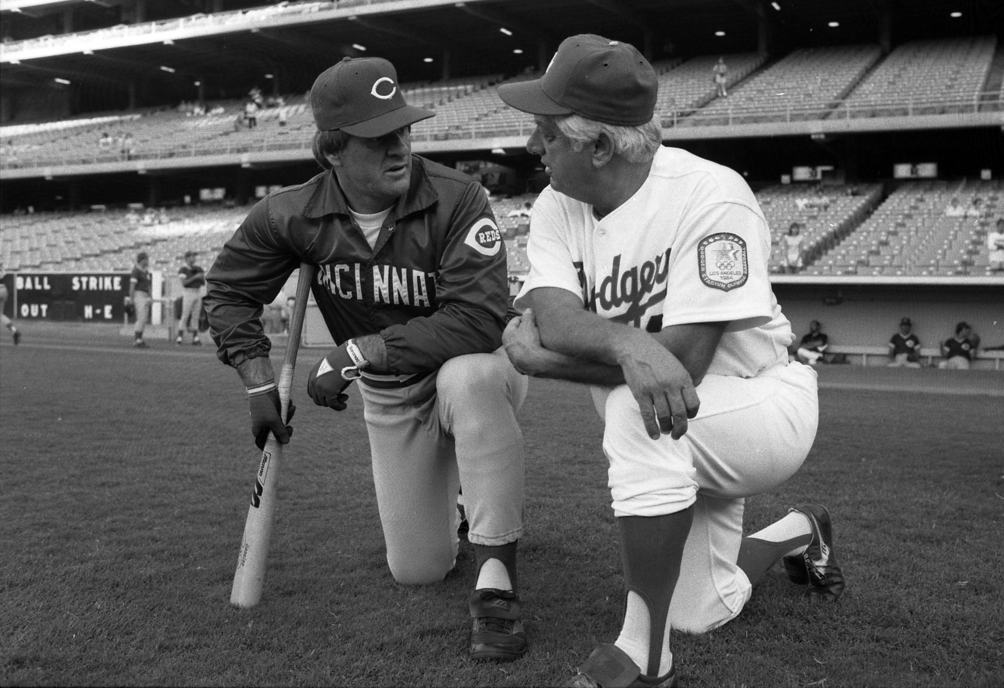 Pete Rose, left, and Tommy Lasorda, right, were both players and managers in the MLB, but only Lasorda is in the Hall of Fame. Image provided through the Creative Commons License via Google.